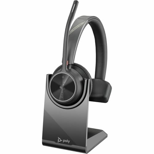 Image of Poly - Voyager 4310 UC Wireless Headset (Plantronics) - Single-Ear Headset- Connect to PC /Mac via USB-A Bluetooth Adapter, Cell Phone via Bluetooth - Works with Teams (Certified), Zoom & More, Black