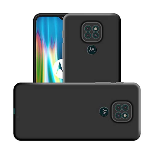 Image of Case Creation Liquid TPU Silicone Cover for Moto G9 Play Soft Case,Anti-Dirty Slim Case Frosted Matte Cute Candy TPU Raised Bezel (Splash of Color) Back Case Cover for Motorola Moto G9 Play -Black