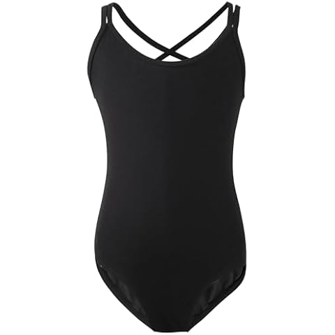 LingTing Leotards for Girls Black Double Strap Classics Leotard for Gymnastic, Dance,Ballet Cover