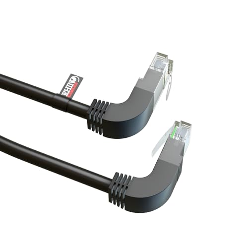 rhinocables RJ45 Network Cable Right Angle to Right Angle 90 Degree CAT5e Ethernet Network Lead (0.50m)