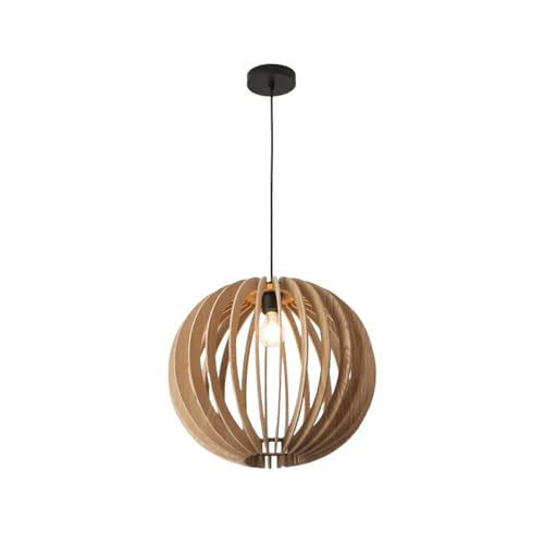 B·LED BARCELONA LED Suspension en bois Burma Ø45cm design nordique rustique naturel lampe MDF hauteur réglable compatible ampoule E27 pour salon cuisine chambre...