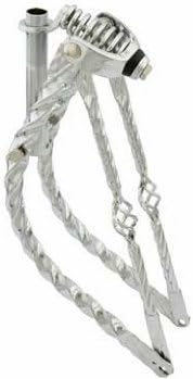 Lowrider 20" Bent Cage Square Twisted Spring Fork 1" Chrome. Bike Fork, Bicycle Fork, Bike Fork Bicycle Fork