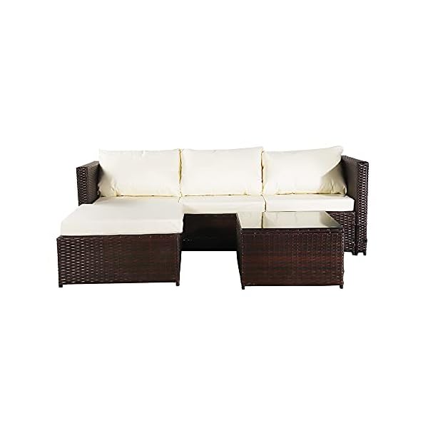 Pumpumly Oshion Three-piece Conjoined Sofa Pedal Coffee Table Brown (Combination of 2 Boxes) - Image 6