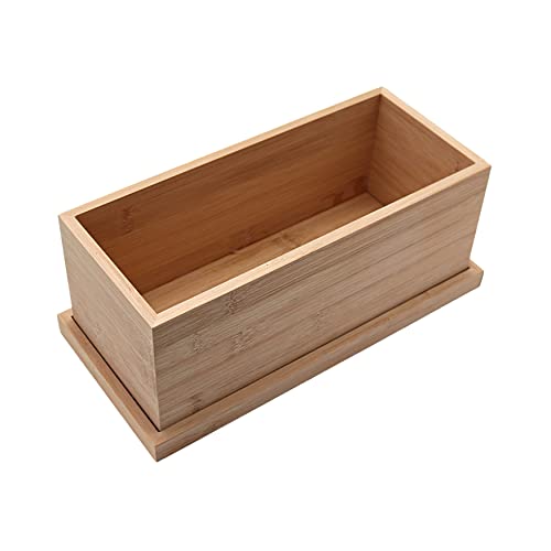 Wood Planter Bamboo Box with Matching Tray — Rectangle Eco Friendly
