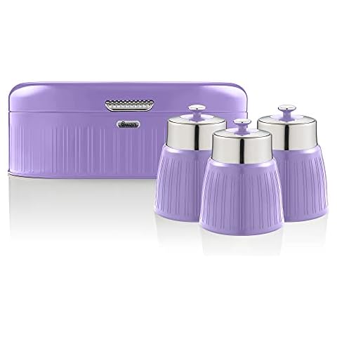 Swan Retro Purple Bread Bin and Canisters Set Cover