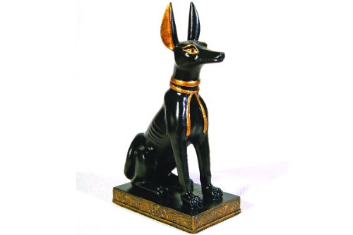 Gold and Black Color Egyptian Anubis Dog Sitting Figurine Statue