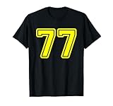 Number #77 Yellow Sports Team Number 77 T-Shirt