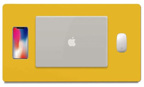 Image of OIVO INDIA PU Vegan Leather Mouse Pad, Non-Slip, Anti-Skid, Reversible use, Single Color, Splash-Proof Suitable for Gaming, Computer, Laptop, Home & Office (60cm X 30cm Blue Yellow)