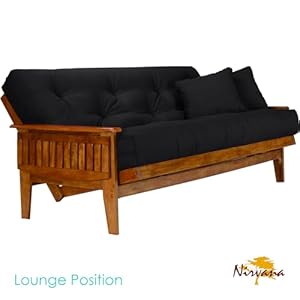 Nirvana Futons Eastridge Futon Set - Full Size, Frame, 8" Mattress, Twill Black Cover Nirvana Futons Eastridge Futon Set Full Size Frame 8 Mattress Twill Black Cover