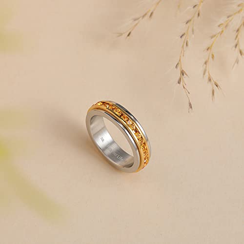 Image of Muses Art Design Fidget Rings, Anxiety Rings, Spinner Rings, Band Rings with Birthstone, Stainless Steel, Women and Men, Meditation Rings, Thumb Rings, Stress Relieving and Anxiety Reducing