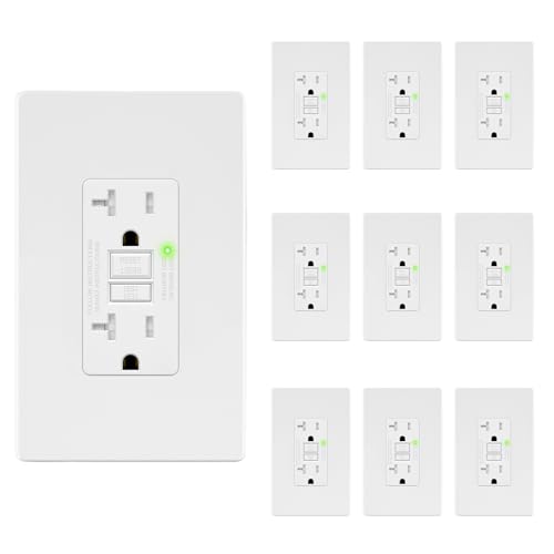 LIDER GFCI Outlet 20Amp, GFCI Receptacle, ETL Listed, Matte White, 10-Pack