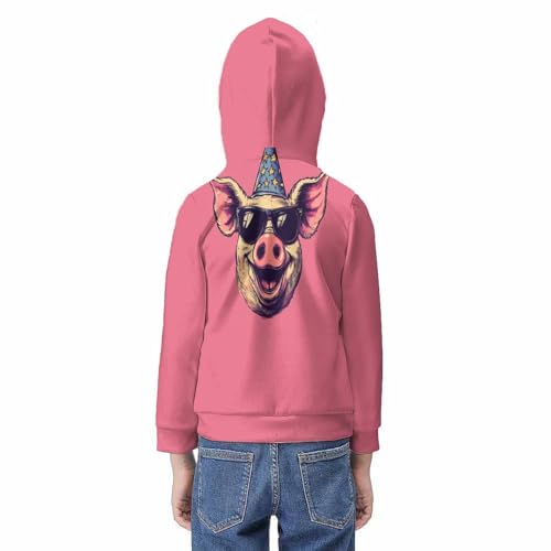 Sweat garçon imprimé 3D cochon mignon avec capuche pour enfant 9-11Y unisexe