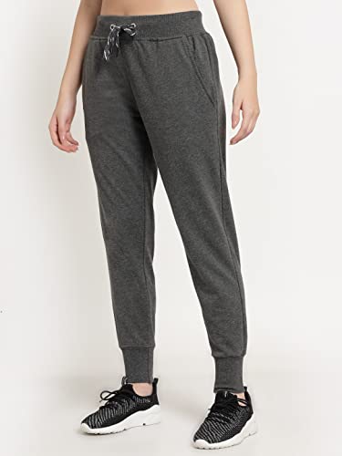 Image of UZARUS Women's Cotton Regular Fit Joggers Track Pants with Zippered Pocket