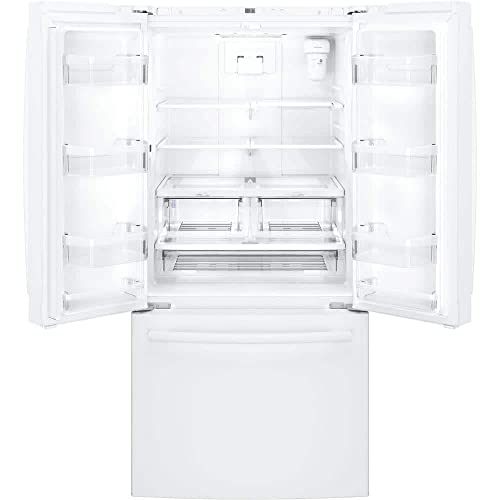 Image of GE GNE25JGKWW 24.7 cu ft French Door Refrigerator - Internal Water Dispenser & Icemaker, LED Lighting, White