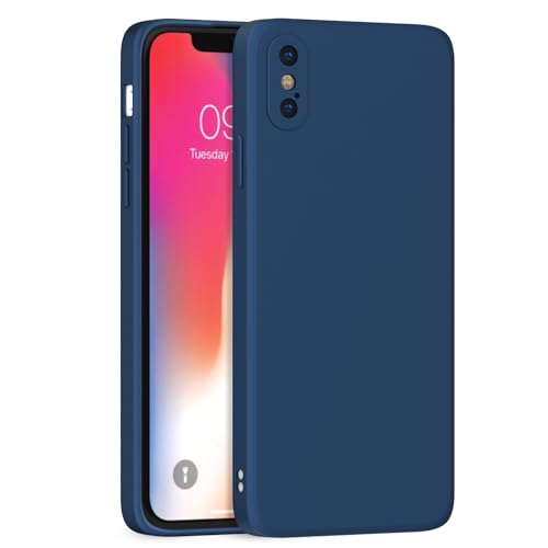 Image of Outlouders Back Cover for iPhone X /iPhone Xs | Camera Protection | Durable Soft Matte Silicone Bumper Case (Blue)