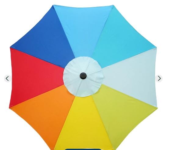 Generic Outdoor 7.5 Foot Crank and Tilt Market Umbrella Rainbow Round Pattern, medium, blue