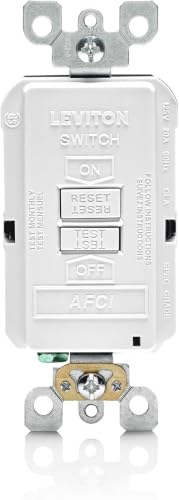 Image of Leviton Blank Face AFCI, 20 Amp, Self Test, LED Indicator Light, Provides AFCI Protection Where an Outlet is not Needed, AFRBF-W, White, (Pack of 10)
