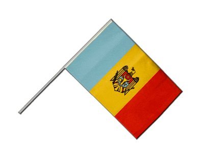 Drapeau République de Moldavie sur hampe tissu résistant 60 x 90 cm