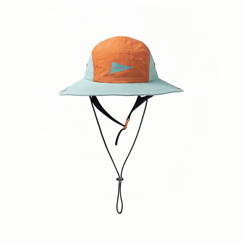 Image of Color-Blocked Fisherman Style Sun Hat for Outdoor Camping, Surfing & Vacations - Wide Brim, UV Protective, Anti-Slip