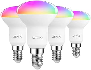 ANWIO E14 Smart WiFi Spotlight led Bulbs, Alexa Light Bulbs E14 R50 ,470Lm, 4.9W Replace 40 Watt, Compatible with Alexa, Echo and Google Assistant, Dimmed TUYA/Smart Life APP (4 PCS