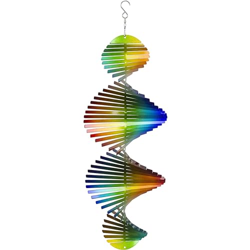 VP Home Rainbow Helix Kinetic Wind Spinner for Yard and Garden Wind Spinner Outdoor Metal Large Hanging Rainbow Decor 3D Garden Art Wind Sculpture Spinners
