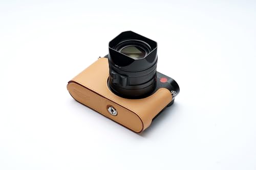 Demi-étui Leica Q3 fait main cuir véritable jaune clair