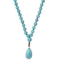 MINACHI Vintage Created Turquoise Bead Long Necklace with Waterdrop Pendant, Boho Jewelry for Women, Mother, Grandmother