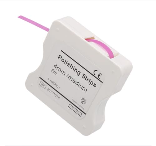Image of Dental Polishing Strips Teeth Abrasive Finishing Strip Sanding Grinding Deep Teeth Cleaning, 4mm x 6M (Pink)
