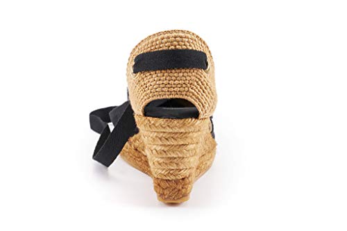 Image of Viscata Sagaro Espadrille Canvas Wedges with Ankle Laces Spain Handmade 2 inch Heel Women's Sandals with Breathable Organic Cotton Canvas and 100% Natural Jute for all Occasions: Casual, Work, Party
