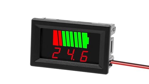 QBM DC 12V-60V (DC 12V, 24V, 36V, 48V, 60V) Battery Voltage Meter, Red LED Display with Battery Capacity Indicator VM1260