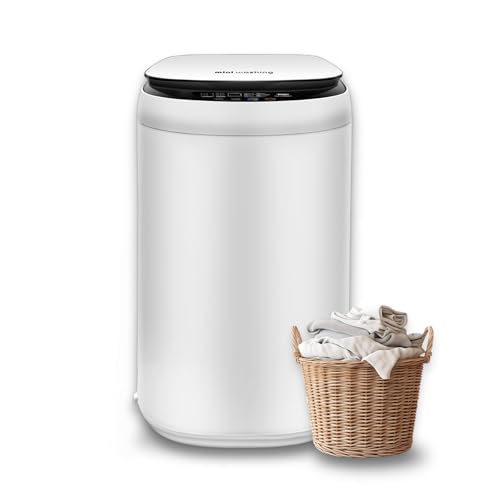 TGC 0.9 Cu.Ft.Small Portable Washer, 7.7 lb. Capacity Mini Washing Machine for Homes & Apartments & LED Display，Built-in Drain Pump,White，10 Wash Cycles and Drain Hose Included