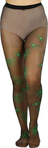 Image of ToBeInStyle Women's Spiderweb & Crawling Spider Print Hosiery Tights & Thigh High Stockings