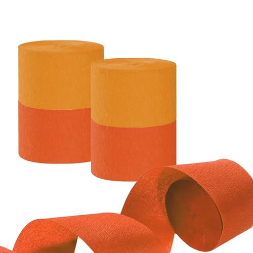Image of Capesaro Orange Crepe Paper Streamers - 6 Rolls Party Streamers for Various Festival Party Decorations