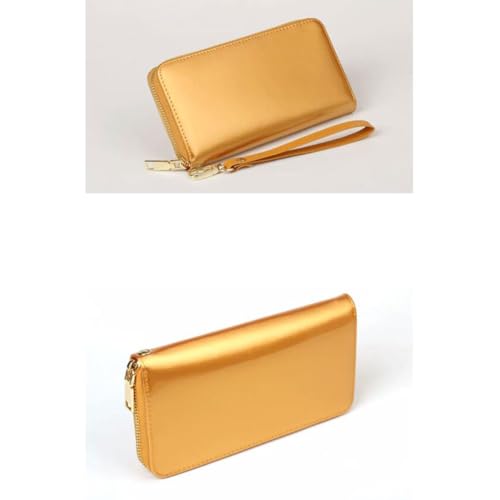 Leather Money Organisers Women Cowhide Wallets Purses Money Clips Card Cases Handbags Wedding Evening Bags (Yellow)2