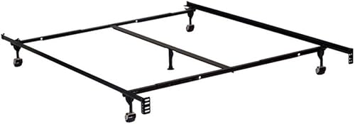 BOWERY HILL Moderno marco de cama de metal ajustable matrimonialqueen en color negro