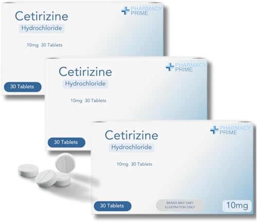 Cetrizine Allergy 10mg Film-Coated 30 Tablets Pack of 3 (Allacan Alternative) = 90 Tablets