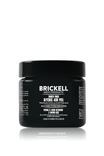 Brickell Men's Smooth Finish Glycolic Acid Peel For Men, Natural and Organic, Anti-Aging Peel for Wrinkles, 59 mL, Scented
