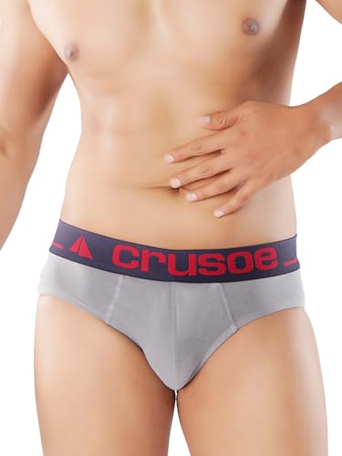 Image of CRUSOE Men's Antimicrobial Super Combed Cotton Fashion Brief - Pack of 2 | Breathable, Soft Stretch Fit Underwear | Tag-Free, Odor Control Innerwear