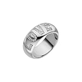 PURELEI® Love Ring (Gold, Silber), Damen Ring aus langlebigem Edelstahl, Wasserfester Ring mit Love-Schriftzug aus Schmucksteinen, Kommt in Schmuck Geschenk Box (54, Silber)