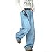 qcdyrxf Mens Wide Leg Baggy Jeans Y2k Casual Fashion Loose Denim Pants Work Office Streetwear Jorts Light Blue