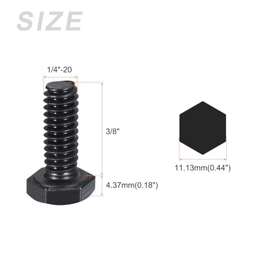 Image of METALLIXITY Hex Head Bolts (1 /4-20 x 5 /8 inch) 10Pcs, 304 Stainless Steel 18-8, Fully Threaded, External Hex Drive, Hex Head Screw Bolt, Black Oxide