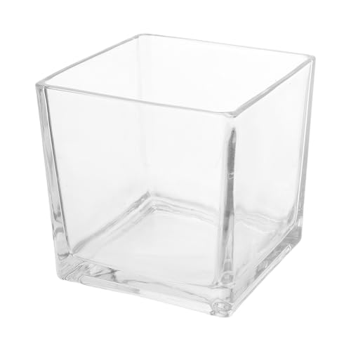 STOBAZA Vase carré en verre transparent - 15 x 15 cm - Vase hydroponique - Bougeoir pour mariage,...