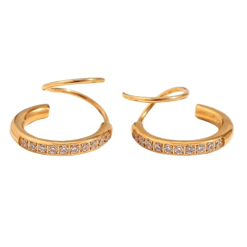El Regalo Luxury Stainless Steel Twirl Zirconia Earrings - Hypoallergenic Waterproof Twist Double Hoop Earrings with 18k Gold Plating, Unique Spiral Design for Modern Women (B0D5YXRH42) Amazon Price History, Amazon Price Tracker