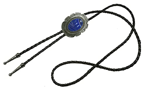 Image of Moranse Bolo Tie with Natural Tiger Eye Stone Celtic Style Genuine and Cowhide Rope