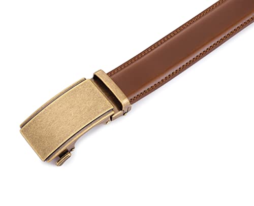 Image of Lingli Men's Belt,Ratchet Dress Belt with Automatic Buckle Brown /Black-Trim to Fit-35mm wide