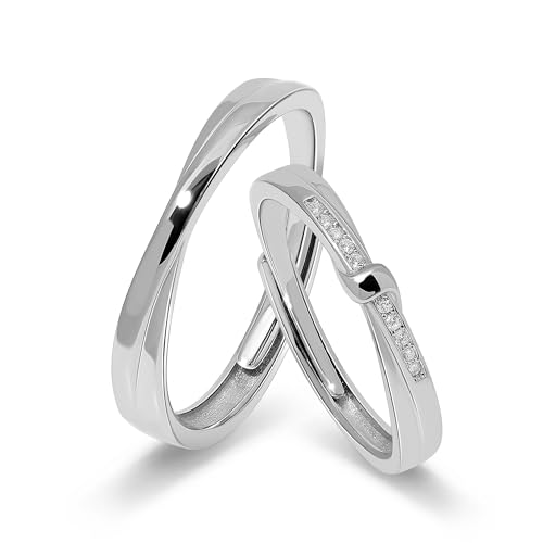 Meissa 925 Anillo plata nudo celta para parejas 2 Pcs Pareja Anil...