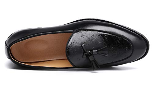 Santimon Mens Loafers Tassel Fringe Leather Casual Driving Slip on Dress Shoes Moccasins3