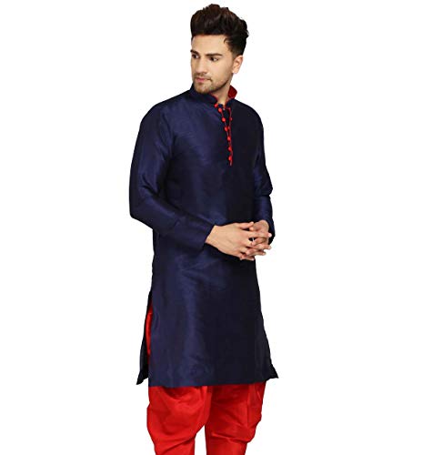 Image of Men's Ethnic Silk Loop Button Kurta