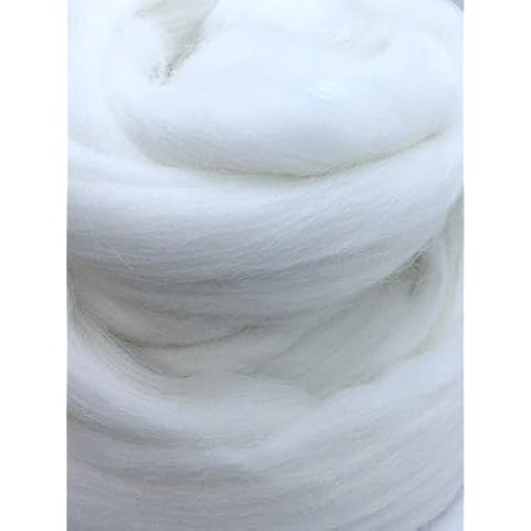 Bright White Wool Roving Merino Shep's Wool Merino White Felting Wool | Felting Wool & Spinning Wool | Wool Roving for Felting or Spinning | Ideal for All Skill Levels and Creative Uses (4 oz) Cover