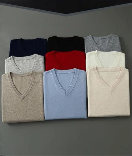 Men Cashmere Sweaters V-Neck Pullover Warm Solid Knitwear Long Sleeve Classic Business Jumper2